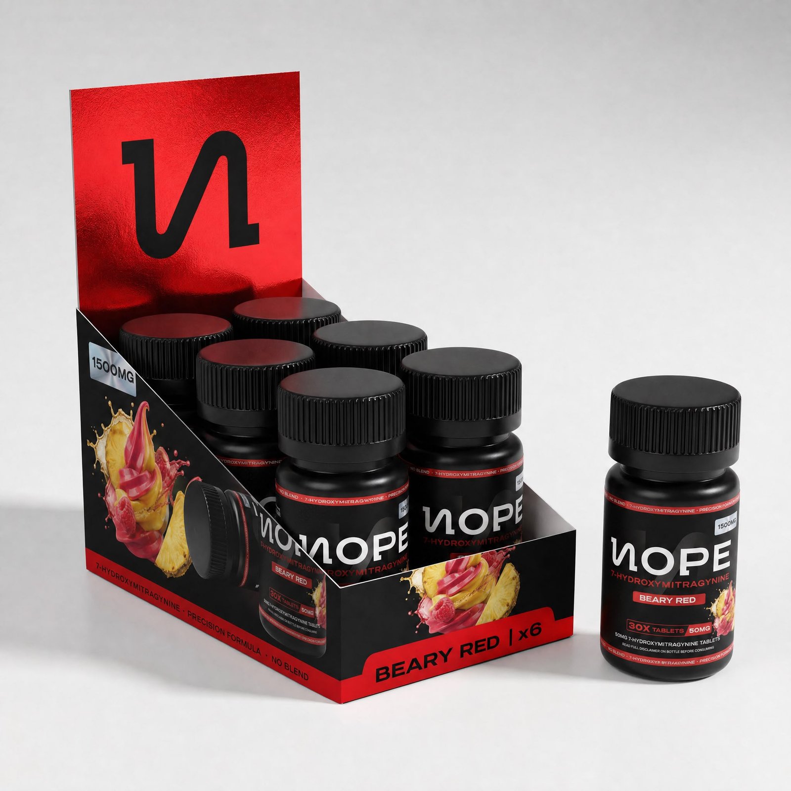 Expositor de mostrador de NOPE Mit+130H para seis unidades, con copete y bote individual